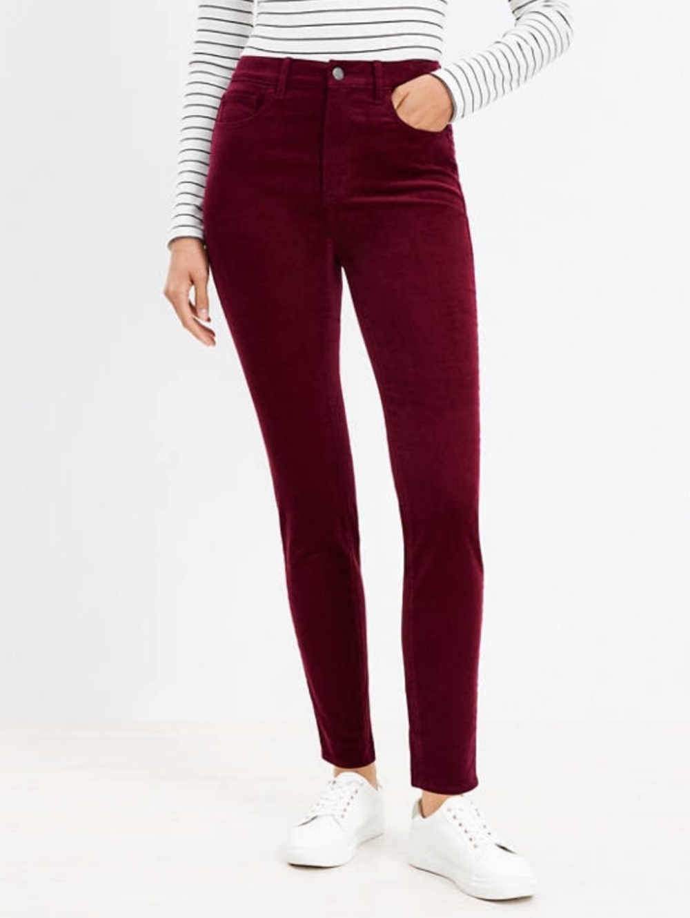 LOFT Wine Red Corduroy Skinny Pants SIZE 6/28 R LIKE NEW / NEVER WORN